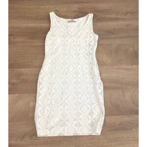 Banana Republic Openwork Geometric Sheath White Mini Dress Women’s Size 2